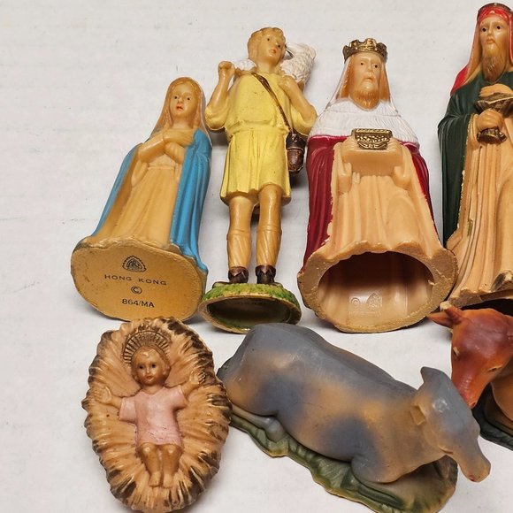 Vintage Hong Kong Nativity Set Baby Jesus Animals Wise Men Mary Angel Hong Kong - Picture 8 of 16